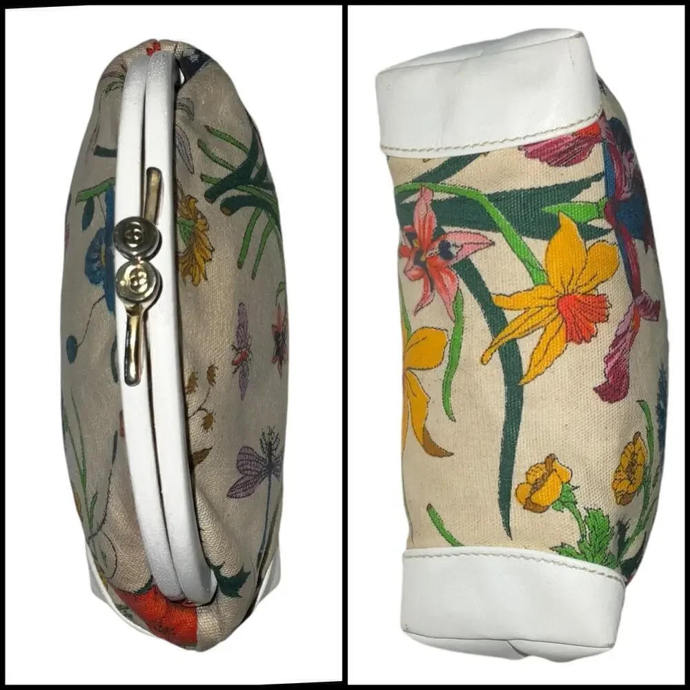Gucci Floral Vintage Retro Kiss-lock Purse Clutch Rare - Picture 14 of 16